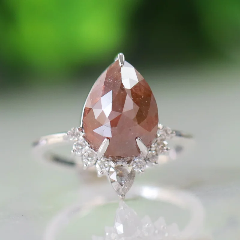 Pear Shape Rustic Diamond Engagement Ring, Rustic Diamond Rings