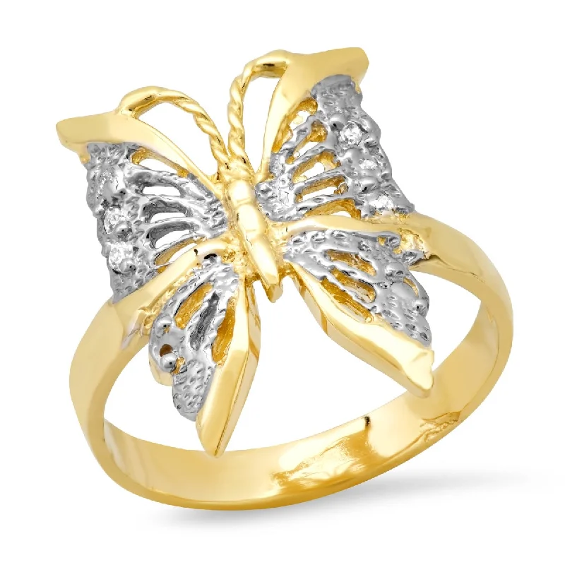 Roberto Martinez 14KT Yellow Gold Cubic Zirconia Butterfly Ring