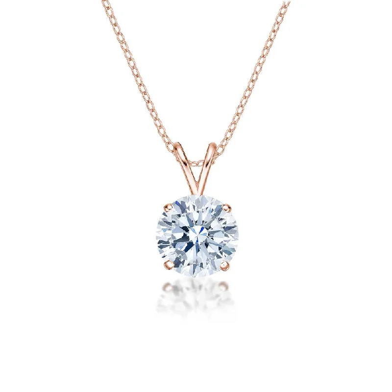 Round Brilliant solitaire pendant with 3 carat* diamond simulant in 10 carat rose gold