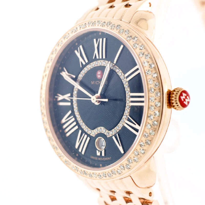 Serein 16 Diamond Rose Gold, Black Diamond Dial Watch