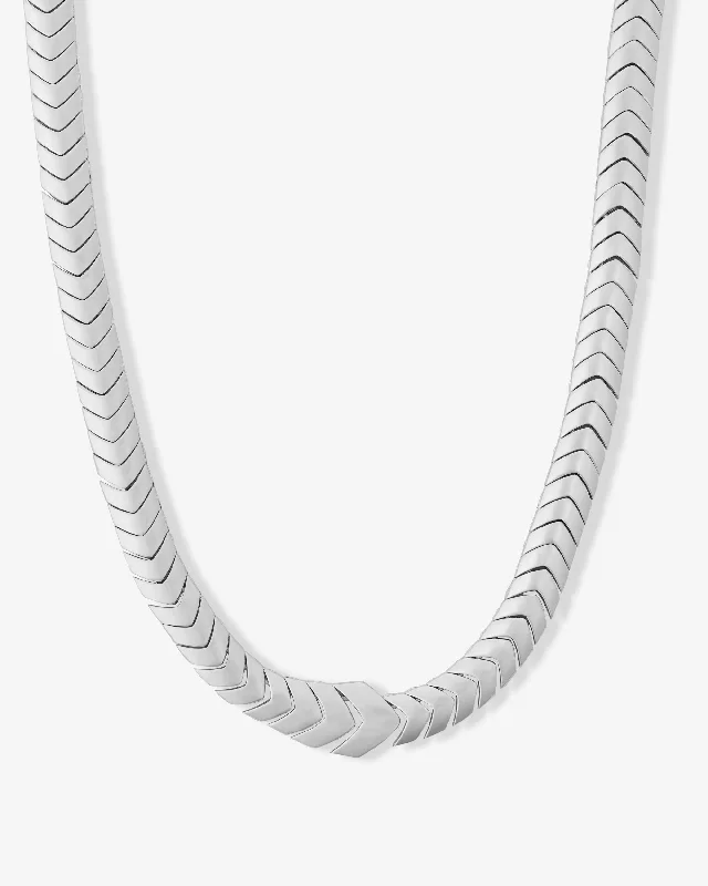 Serpent Herringbone Collar 16" - Silver