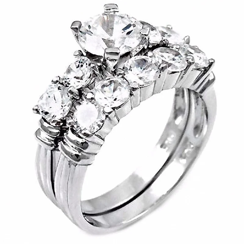 Sondra: 3.5ct Russian Ice CZ Simulated Diamond Wedding Ring Set