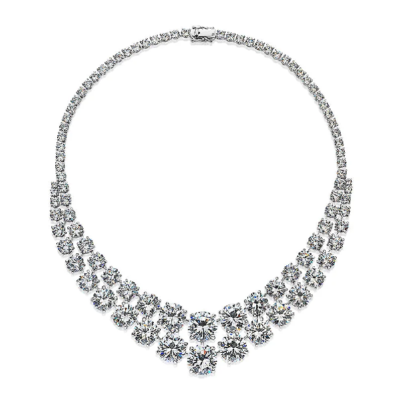 Statement necklace with 193.92 carats* of diamond simulants in sterling silver