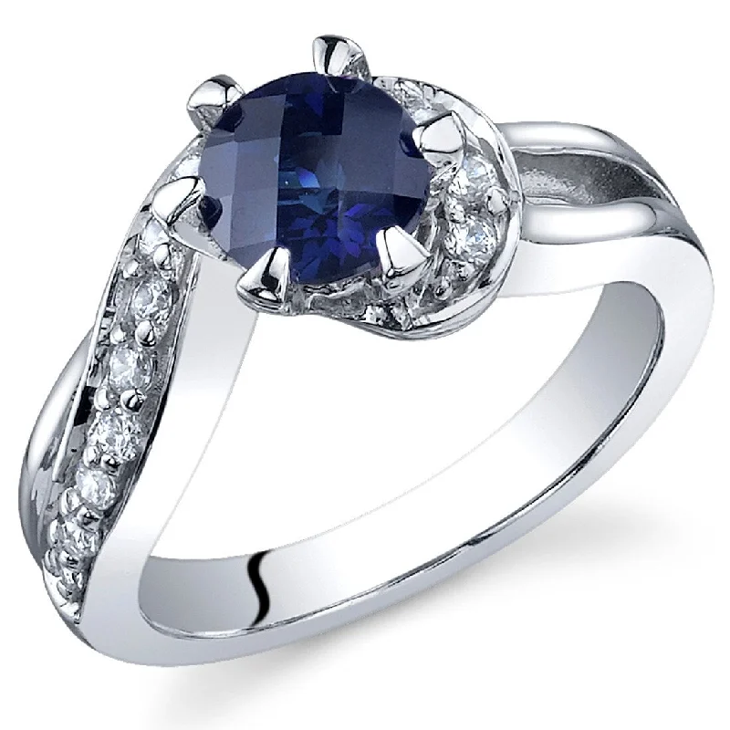 Sterling Silver 1.25 ct Created Sapphire Engagement Ring