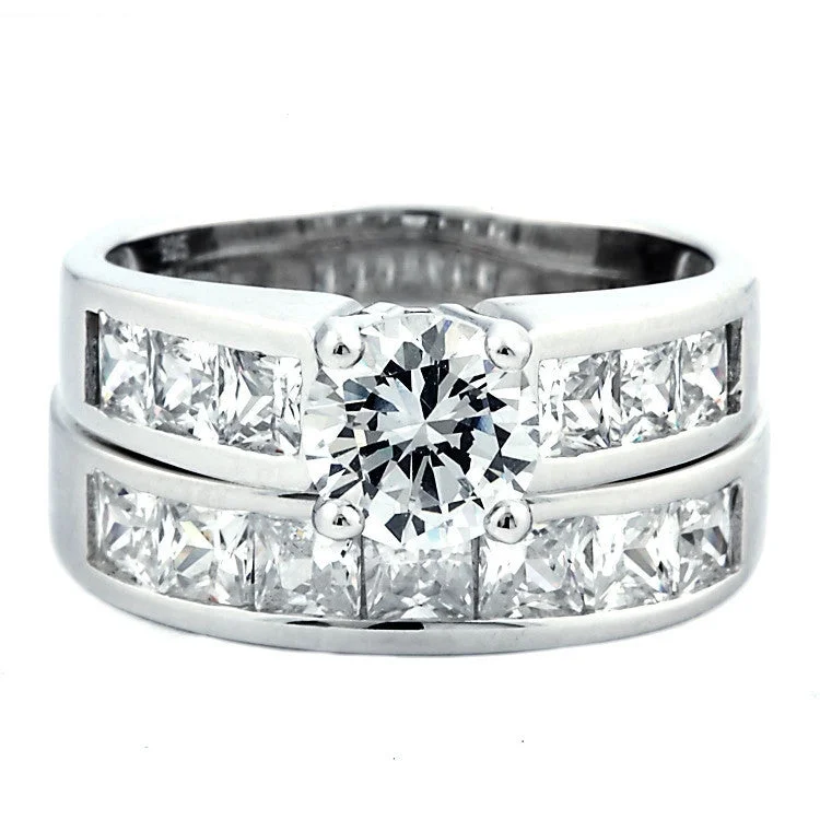 Tallia 65: 4.4 carat Russian Ice on Fire Diamond CZ Wedding Ring Set