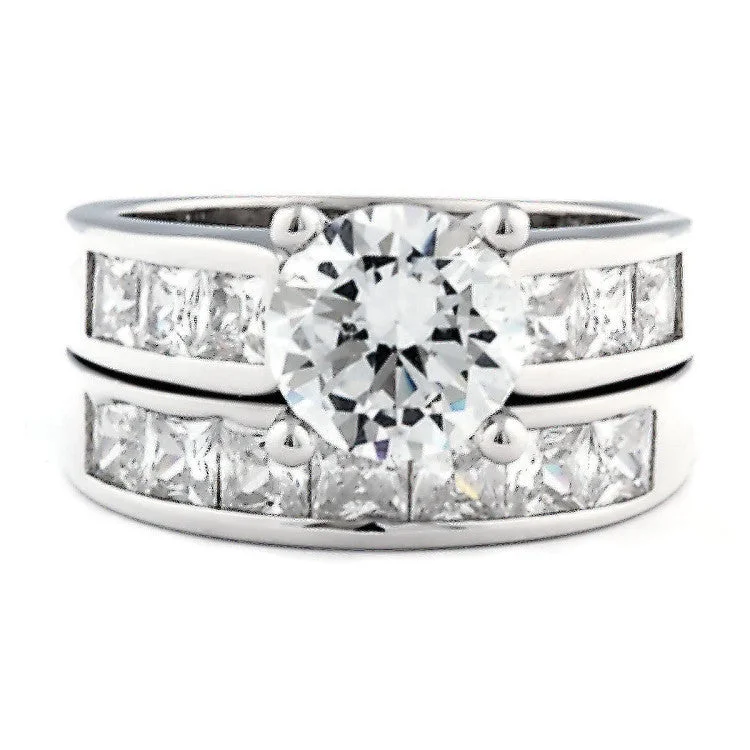 Tallia 80: 5.4 carat Russian Ice on Fire Diamond CZ Wedding Ring Set