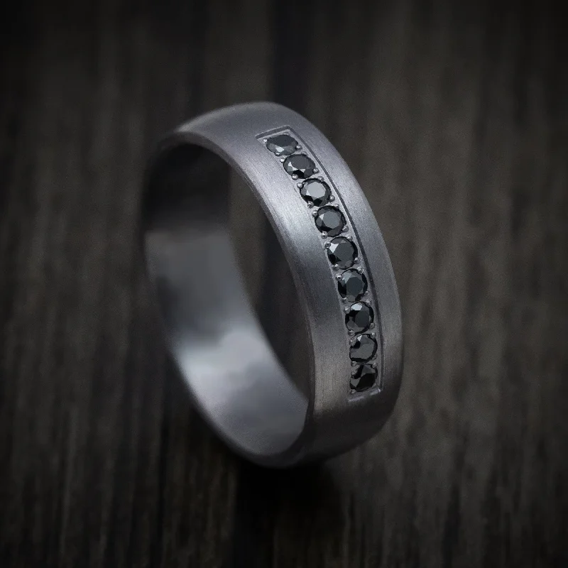 Tantalum Band with Black Diamonds Custom Made Men's Ring