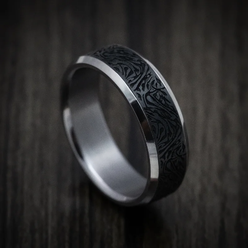 Tantalum Band with Carbon Fiber Inlay Custom Made Men's Ring