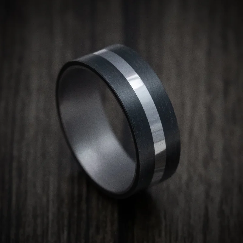 Tantalum Band with Carbon Fiber Inlays Custom Made Men's Ring