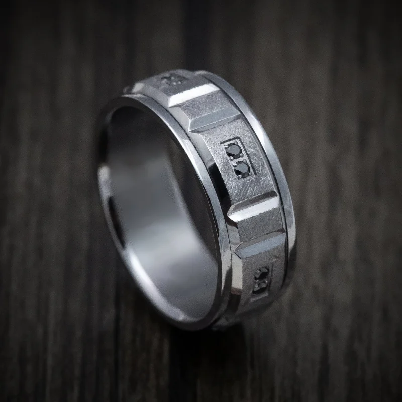 Tantalum Band with Diamonds Custom Made Men's Ring