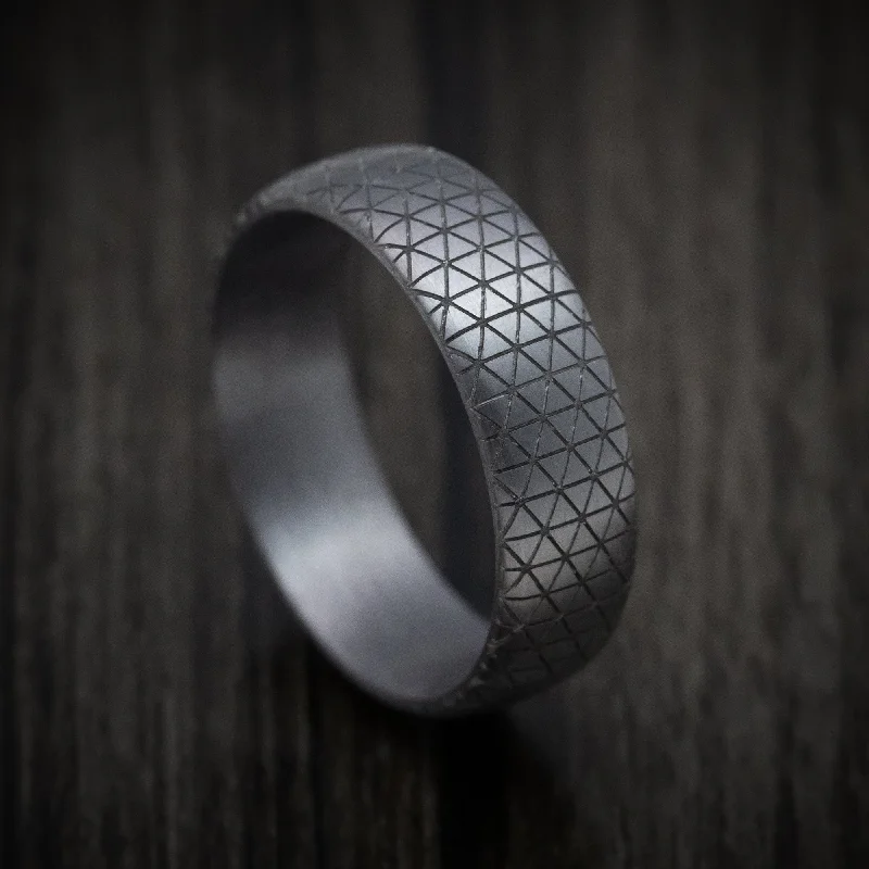 Tantalum Band with Geometric Design Pattern Custom Made Men's Ring