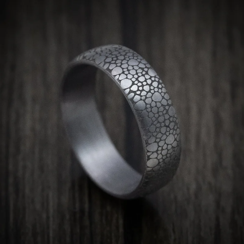 Tantalum Band with Organic Design Pattern Custom Made Men's Ring