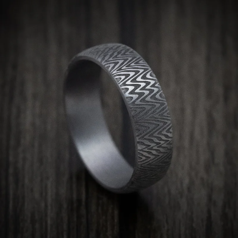 Tantalum Band with Organic Design Pattern Custom Made Men's Ring