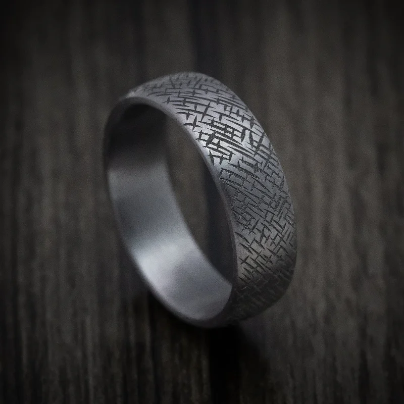 Tantalum Band with Organic Design Pattern Custom Made Men's Ring