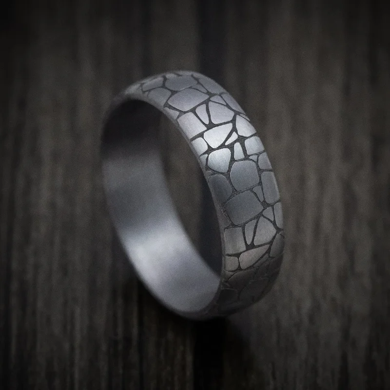 Tantalum Band with Organic Design Pattern Custom Made Men's Ring