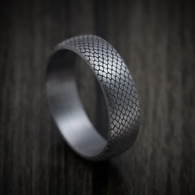 Tantalum Band with Scales Design Pattern Custom Made Men's Ring