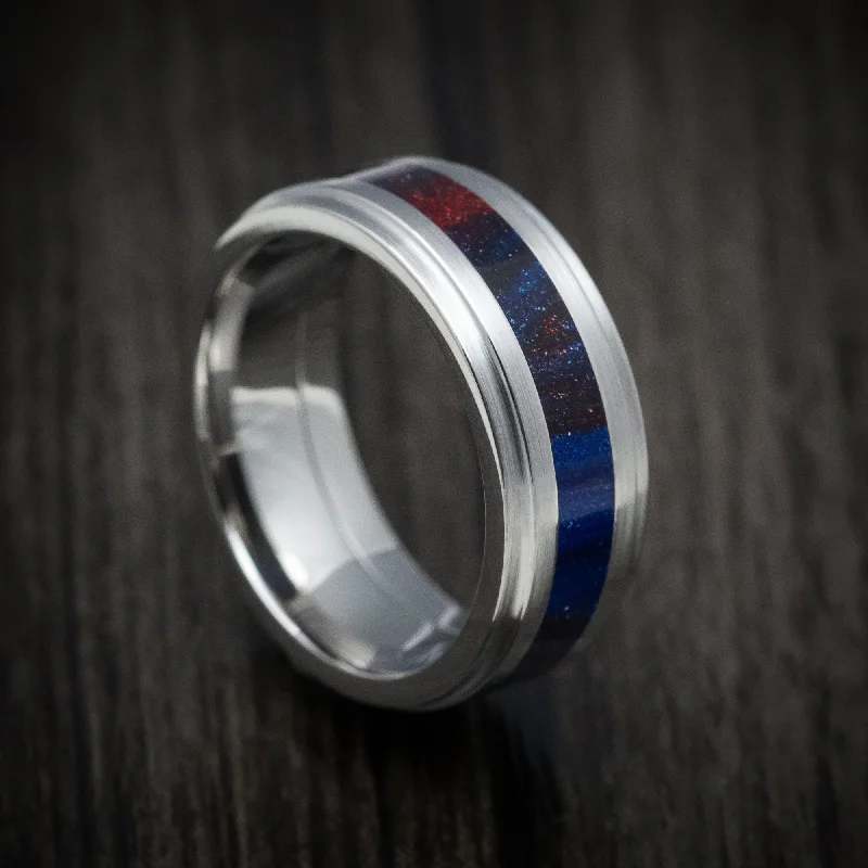 Titanium and DiamondCast Inlay Men's Ring Custom Made