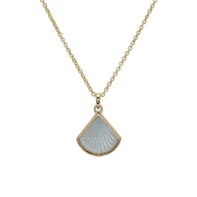 Unique & Co Gold & Mother of Pearl Fan Pendant