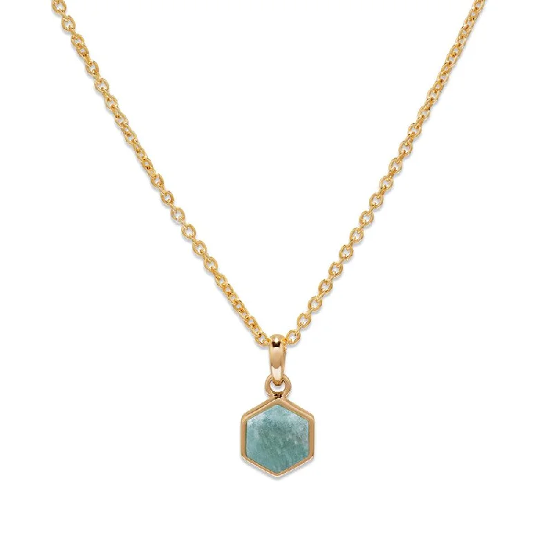 Unique & Co Gold & Amazonite  Hexagon Pendant