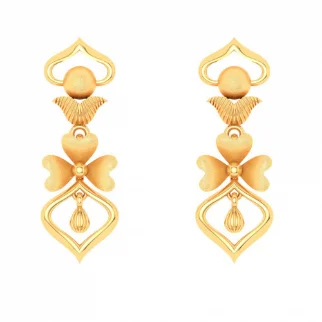 Unique Floral Shape 22k Hanging Gold Earring From Goldlites Collection