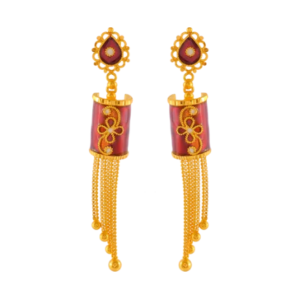 Uniquely Shaped 22k Gold Earrings With Intricate Detailing