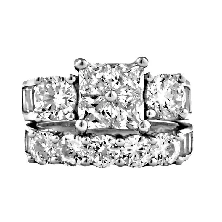 Vanessa: Stunning 8.15ct Simulated Diamond CZ 2 Piece Wedding Ring Set