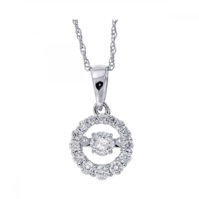 White Gold ‘Rhythm of Love’ Diamond Halo Pendant Necklace, 0.25 cttw