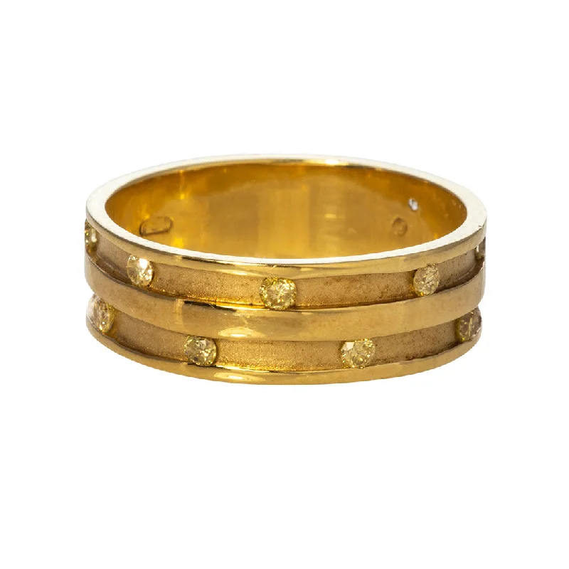 Yellow Diamond Channel Set 18K Yellow Gold Cigar Band