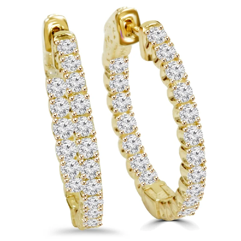 14k Yellow Gold 2 1/10 ct TDW Diamond Hoop Earrings