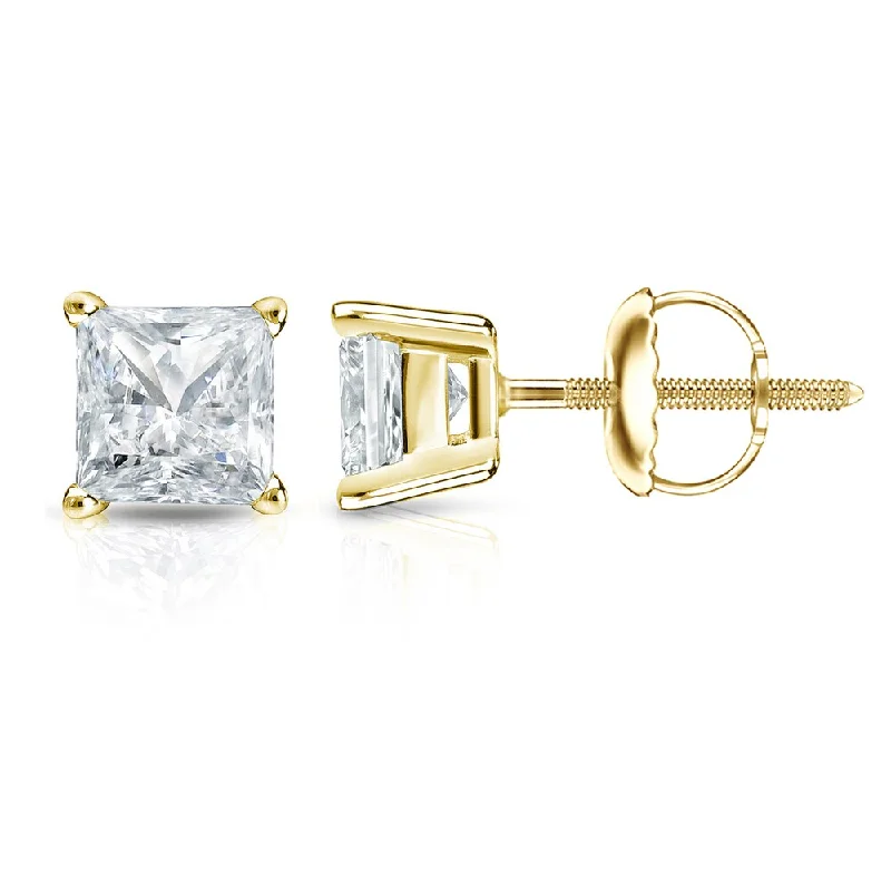 Auriya 1 1/4ctw Princess-cut Diamond Stud Earrings 14k Gold