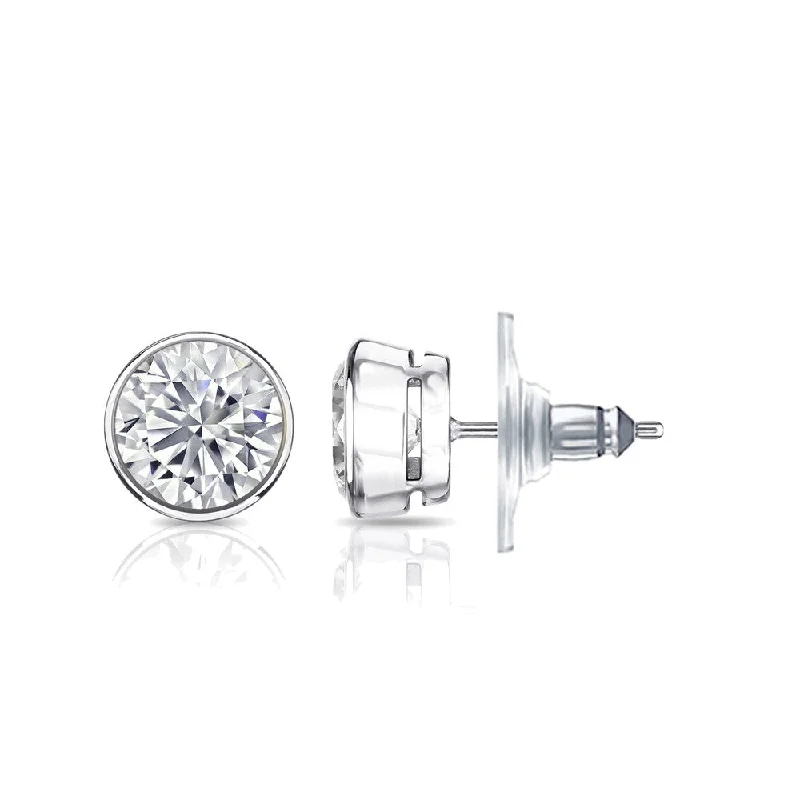 Auriya 14k Gold Certified 2.50 ct. TDW Secure-Lock Bezel Set Round Diamond Stud Earrings