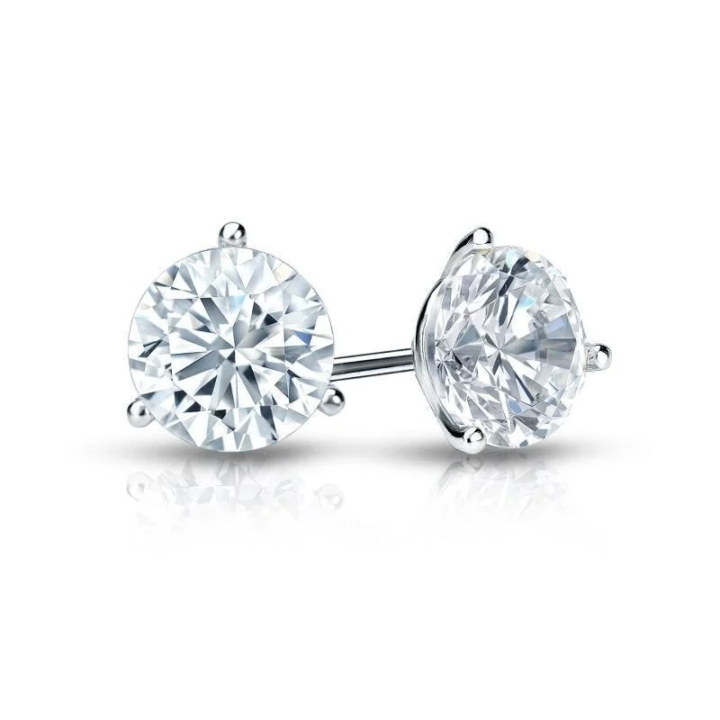 Auriya 14k Gold Round Diamond Stud Earrings 1 1/2ctw Martini-set Certified