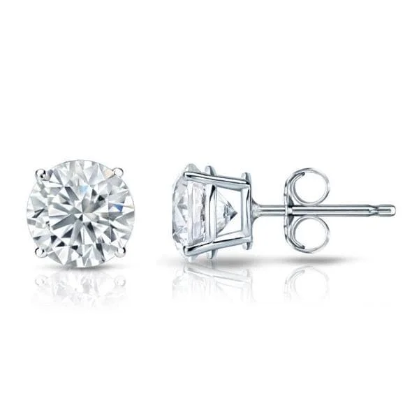 Auriya Platinum 1 1/2ctw Round Diamond Stud Earrings GIA Certified