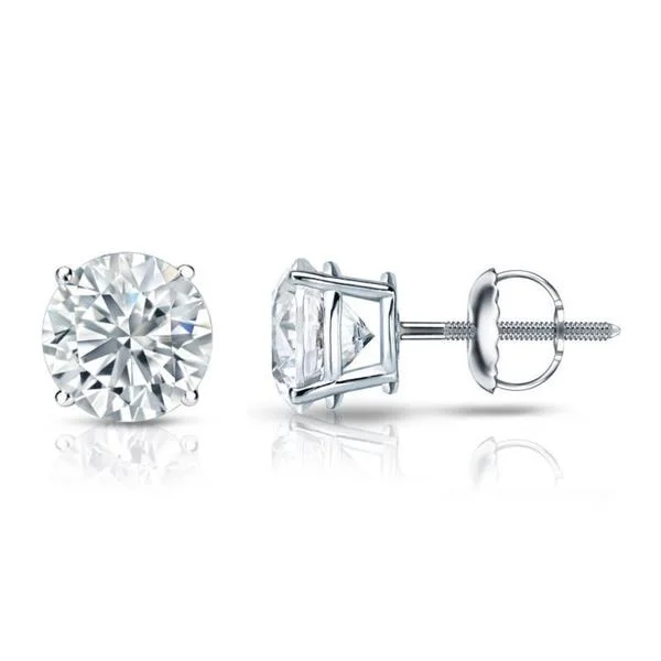 Auriya Platinum 1 1/2ctw Round Diamond Stud Earrings GIA Certified