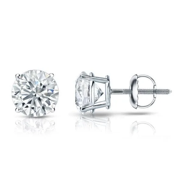 Auriya Platinum 3ctw Round Diamond Stud Earrings Certified