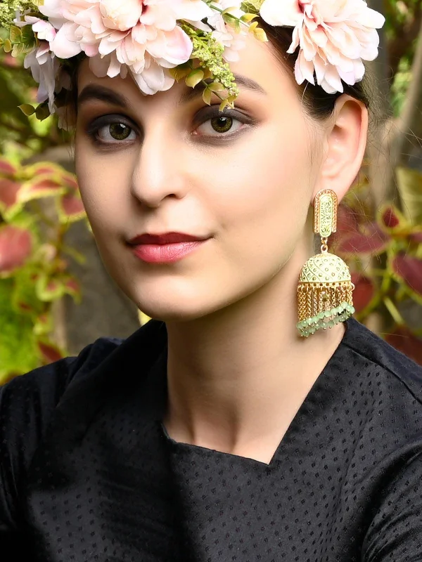 Odette Women Pista Green Beautiful Jhumkas