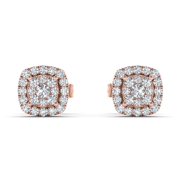 De Couer 10k Rose Gold 1/4ct TDW Diamond Halo Cluster Earring - Pink