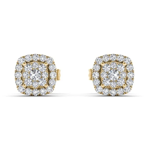 De Couer 10k Yellow Gold 1/4ct TDW Diamond Halo Cluster Earring