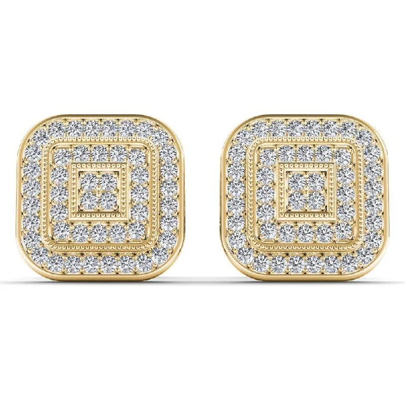 De Couer 10k Yellow Gold 1/5ct TDW Diamond Halo Earring