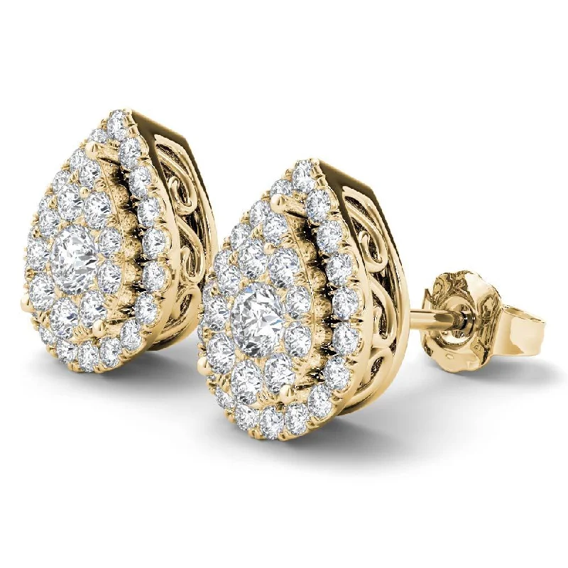 De Couer 14K Yellow Gold 1/2ct TDW Diamond Pear Shape Earrings