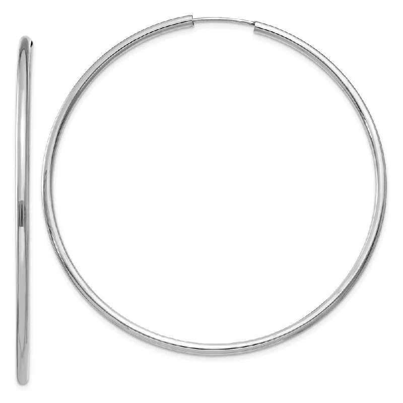 Diamond2Deal 10k White Gold Polished Endless 2mm Hoop Earrings (L-60mm, W-60mm)