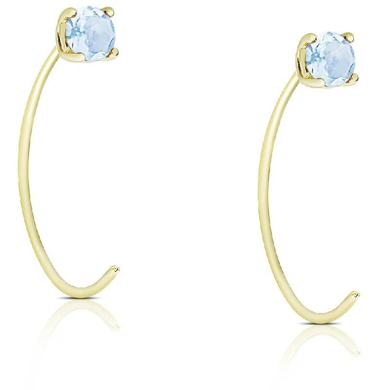 Dolce Giavonna Gold Over Sterling Silver Blue Topaz Circle Earrings