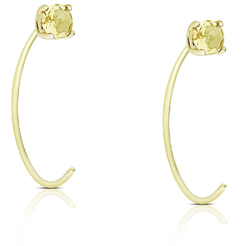 Dolce Giavonna Gold Over Sterling Silver Citrine Circle Earrings - Yellow