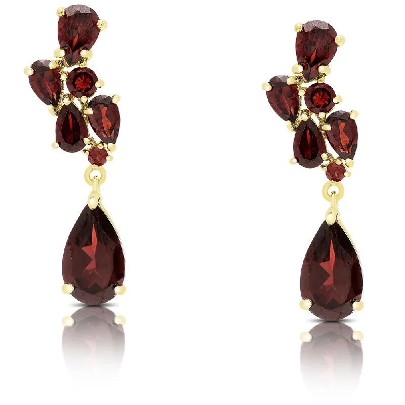 Dolce Giavonna Gold Over Sterling Silver Garnet Teardrop Earrings