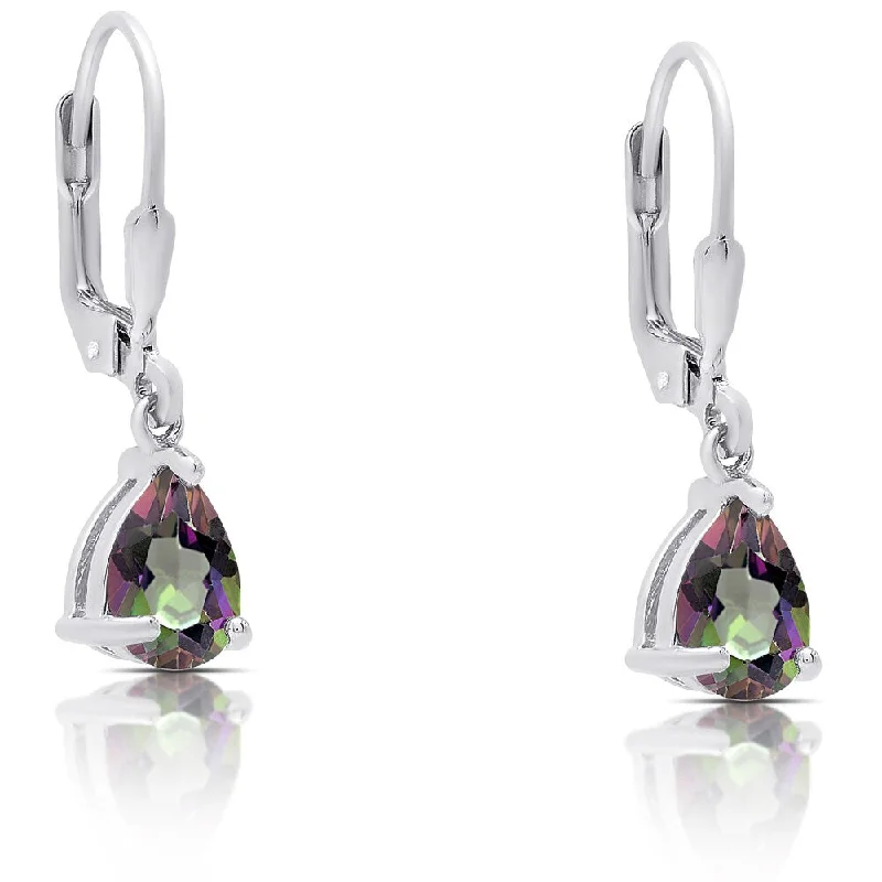 Dolce Giavonna Sterling Silver Mystic Topaz Teardrop Leverback Earrings - multi