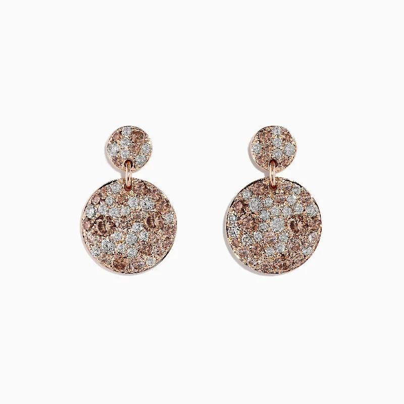 14K Rose Gold Espresso Diamond Drop Earrings