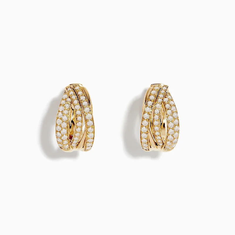 14K Yellow Gold Diamond Hoop Earrings