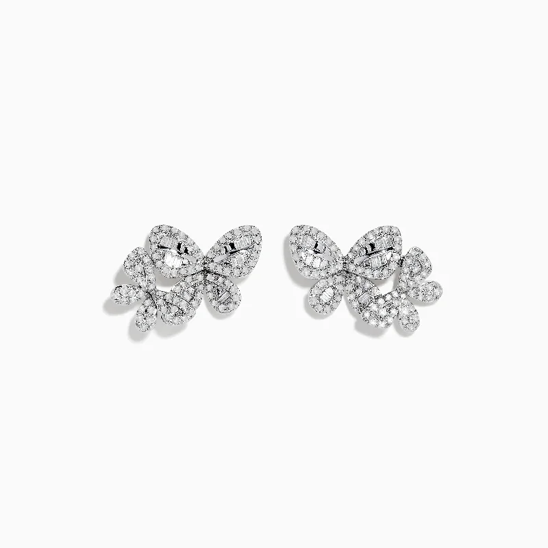 Nature 14K White Gold Diamond Butterfly Earrings