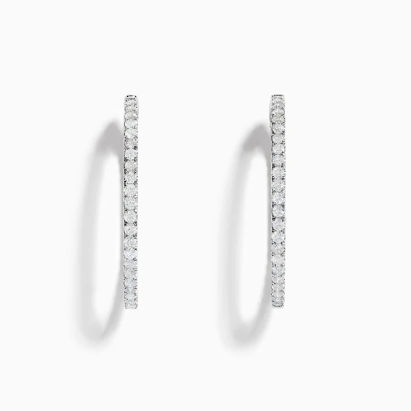 Pave Classica 14K White Gold 1 1/2" Diamond Inside-Out Hoop Earrings 3.19 TCW