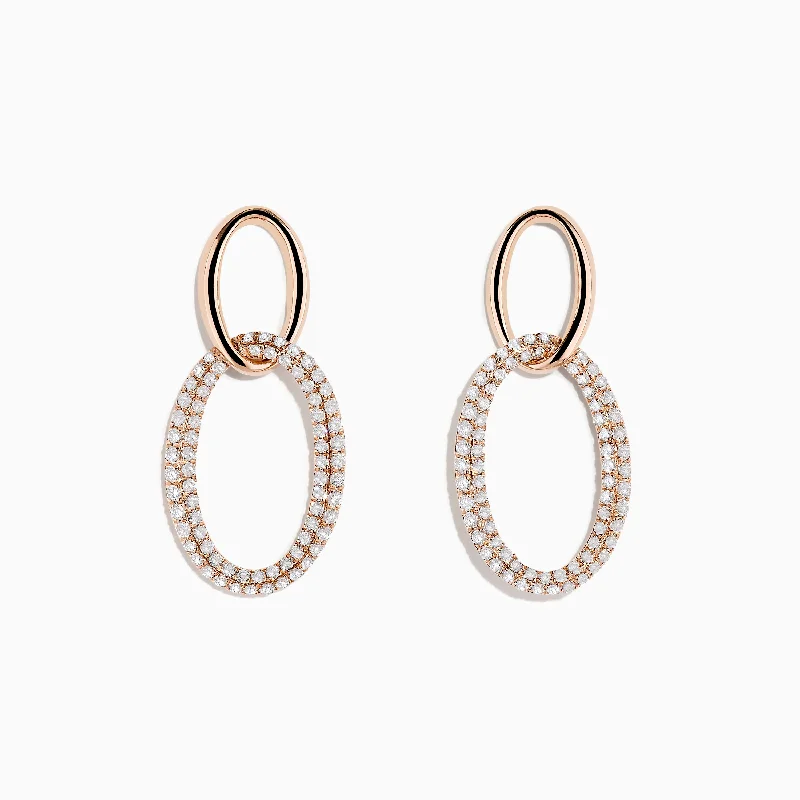 Pave Rose 14K Rose Gold Diamond Interlock Earrings